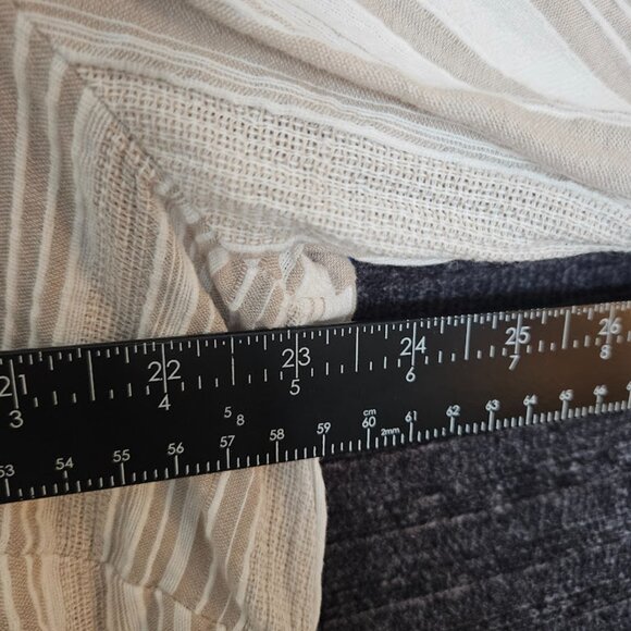 Susan Graver 100% Cotton Tunic Shirt Size 1X White Striped Beige White - Picture 11 of 12